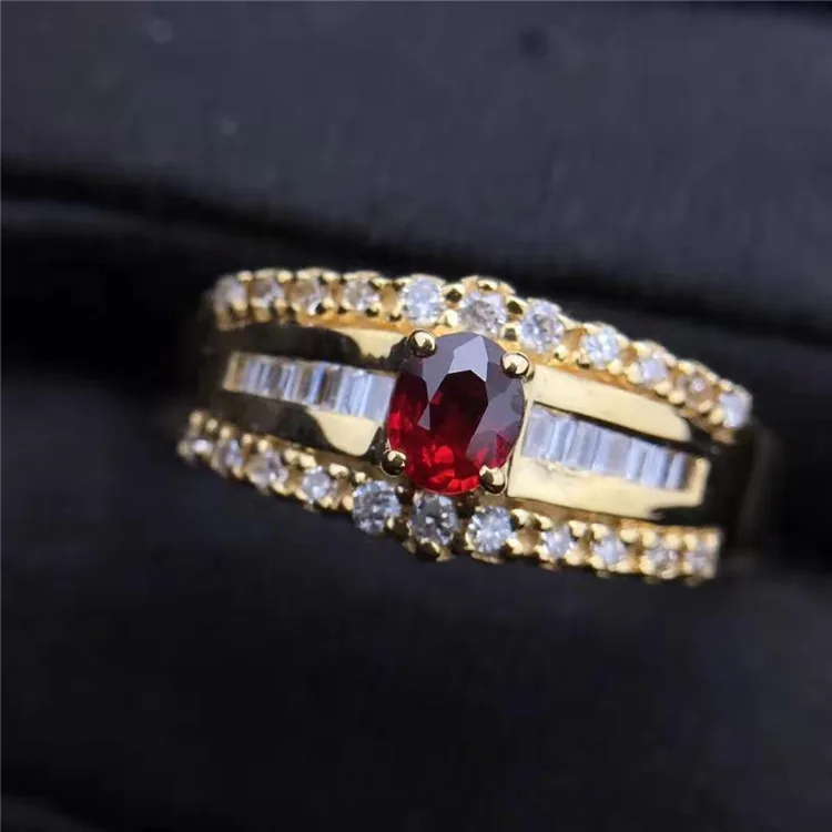 wholesale vintage classic gemstone jewelry 18k gold 0.25ct Sri Lanka natural red ruby ring for women