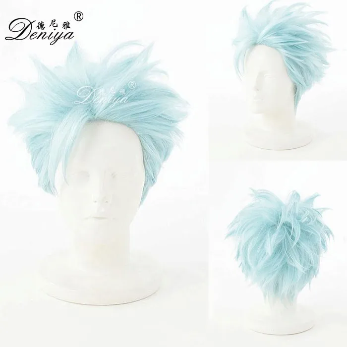 
Light blue naruto cosplay anime wig short cosplay boys wig 