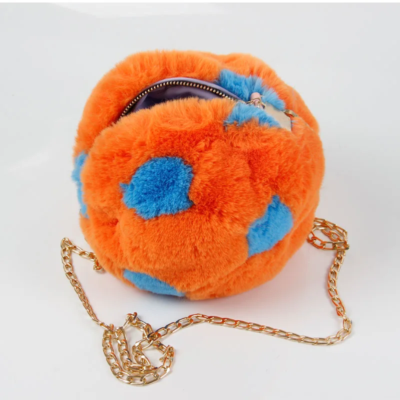 
Wholesale rabbit hair ladies handbag winter fashion Messenger bag ball fleece tote bag 