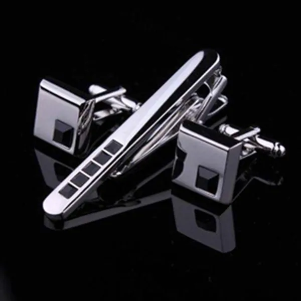 gold plated logo tie clips tie bars tie pins withe black gem cufflinks