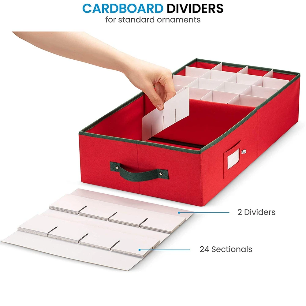 
Underbed Christmas Ornament Storage Box With Lide And Holiday Accessories Storage Container with 64 Dividers 