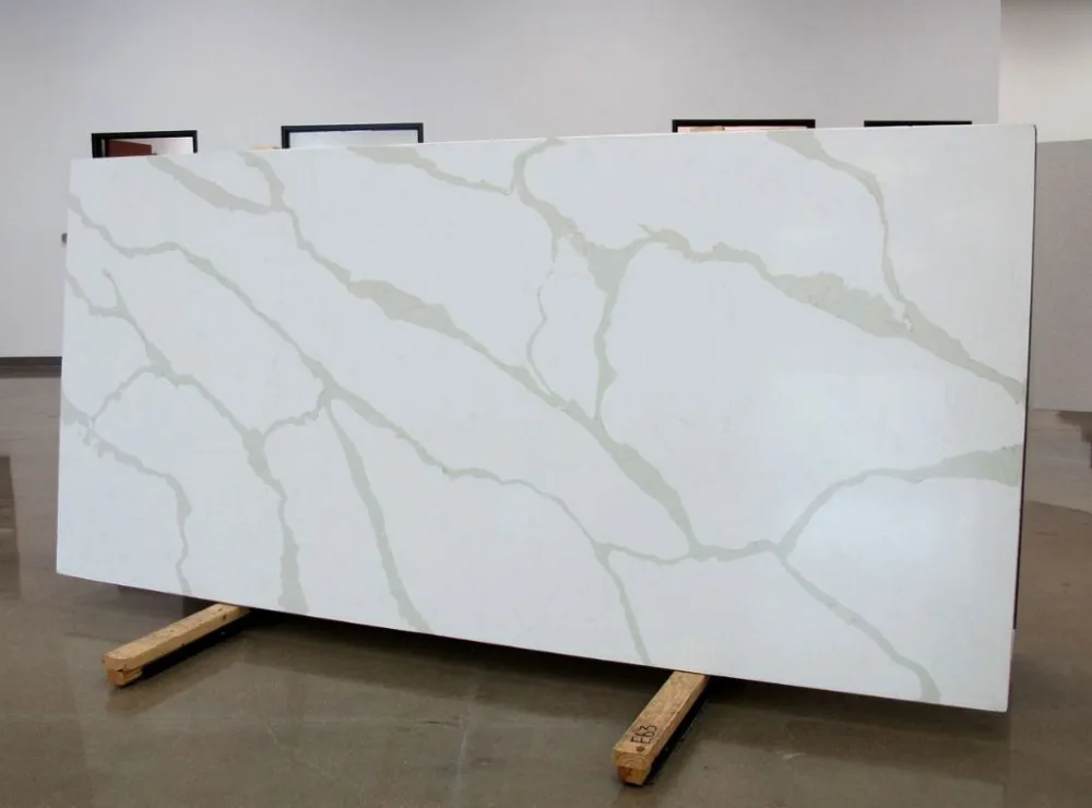 
marble look pure white calacatta gold quartz stone for home decoration 