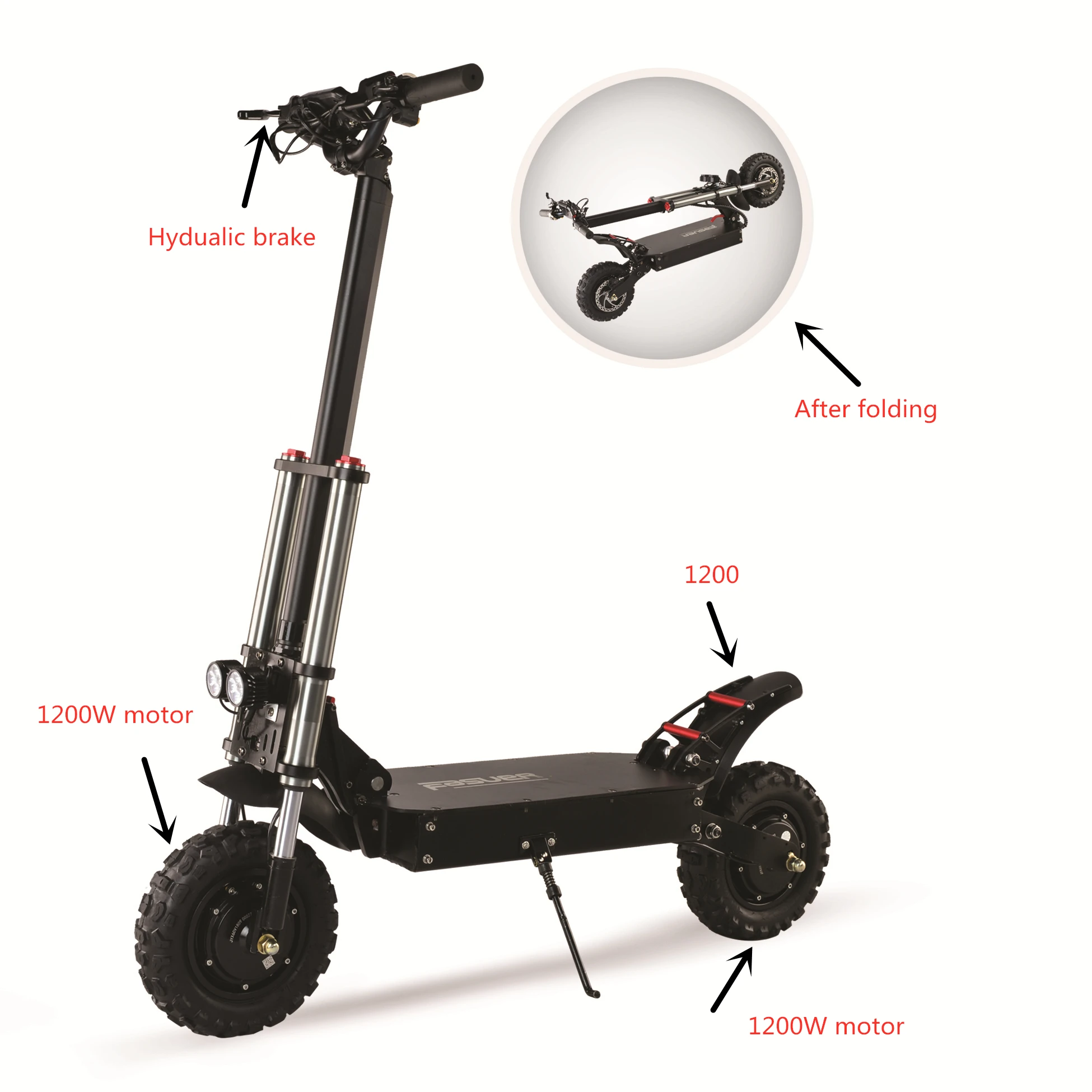 
Electric Scooter 11inch 2*1000w 60v 25a Best Adult Chinese Brushless Motor Power Battery 