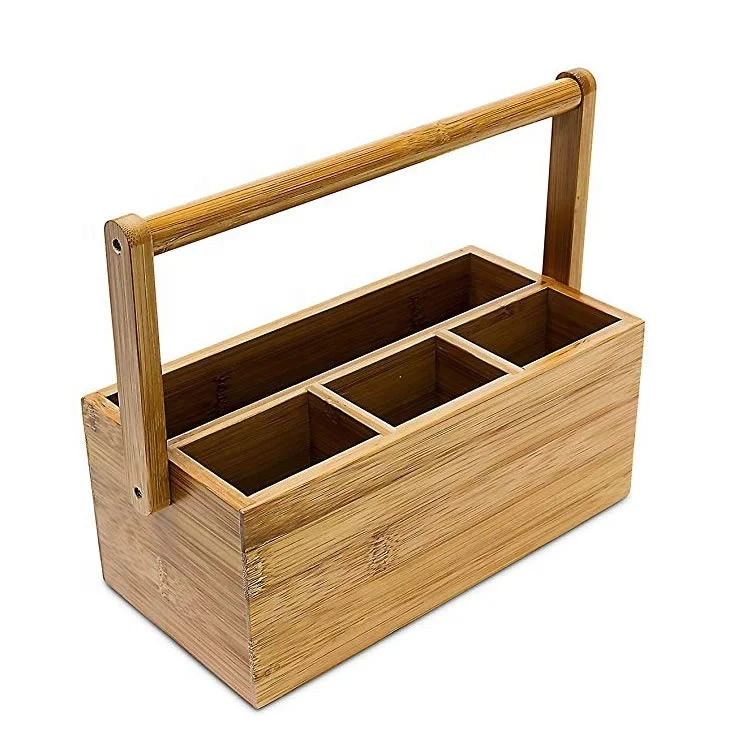 Деревянный бамбуковый органайзер для офисного стола с ящиком для хранения мелочей