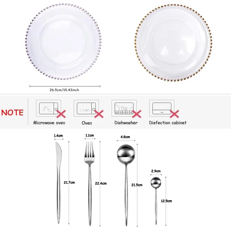 European Glass Transparent Dinner Plates Portugal Luxury Flatware Set Dinnerware Set