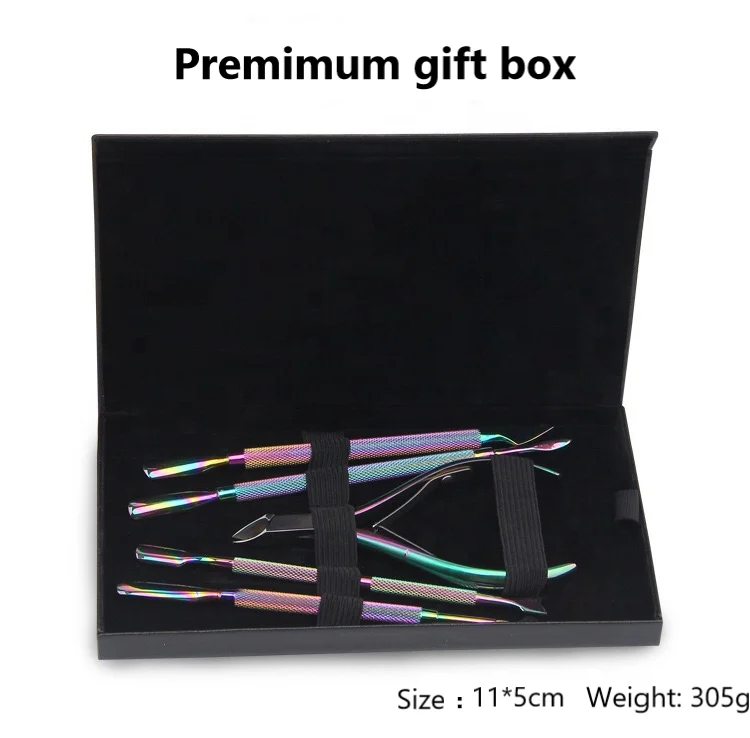Best pretty beauty rainbow titanium precise stainless steel manicure pedicure nail art callus trimming nipper pusher trimmer kit