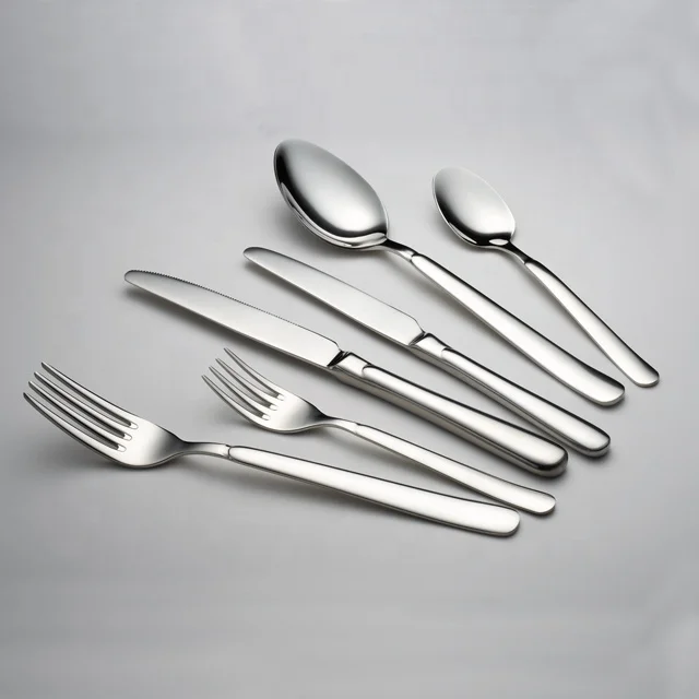 Custom Unique Reusable Kitchen Wedding Bulk Spoon Fork Knife Silver Cutery Stainless Steel Flatware Sets