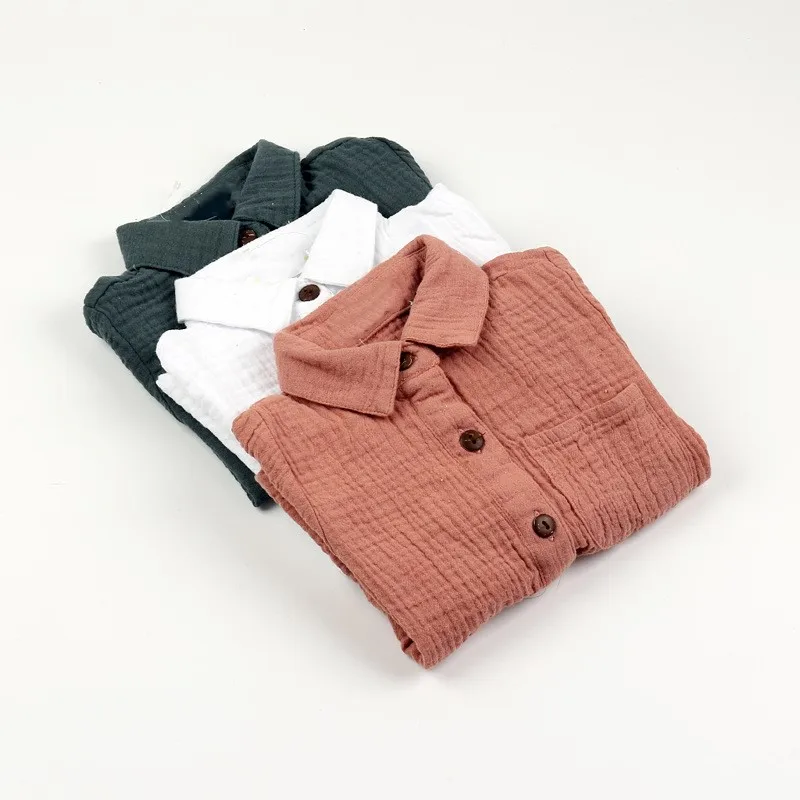 Hot Sale Soft Kids Boy Clothes Short Sleeve Turn Down Collar Linen Kids Boy Shirt