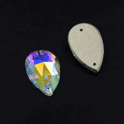 Best quality water drop pear crystal AB sew on rhinestone
