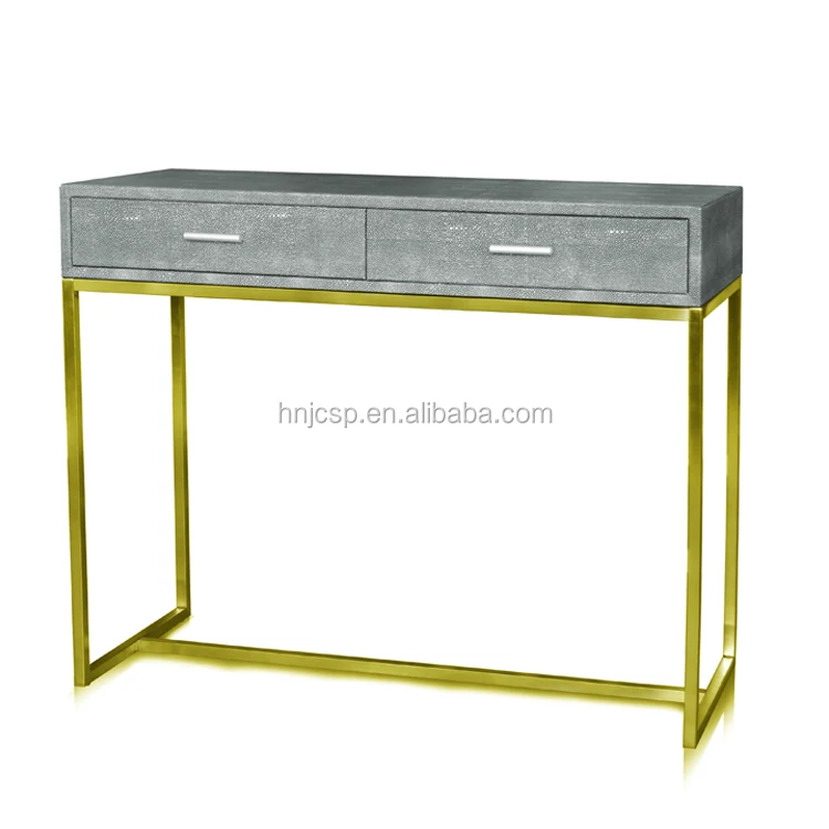 Роскошный консольный стол из искусственной кожи с подставкой нержавеющей стали в Kd