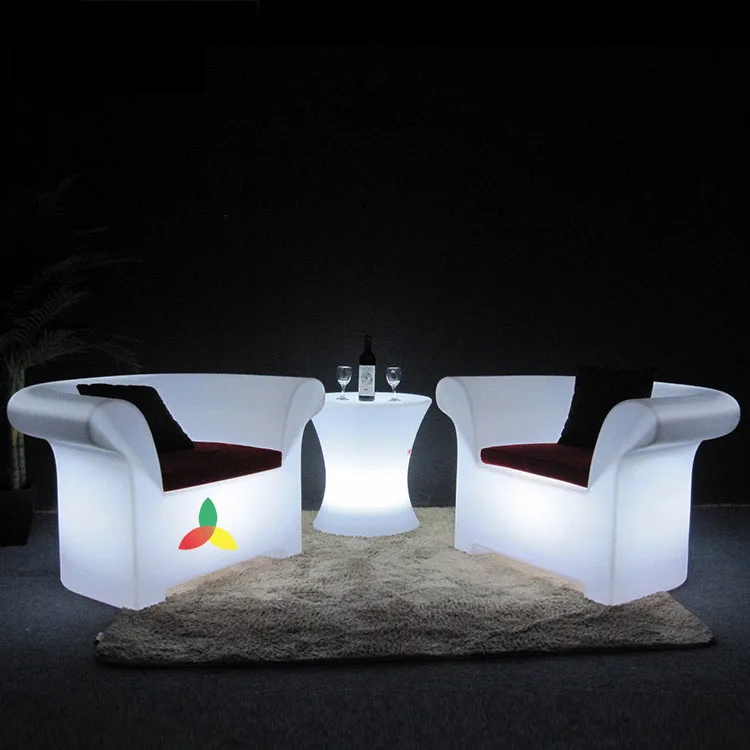 LED Illuminate Plastic Sofa Furniture Funny Big Sofa For Home KTV Use Garden Lighting Up Sectional  Sofa