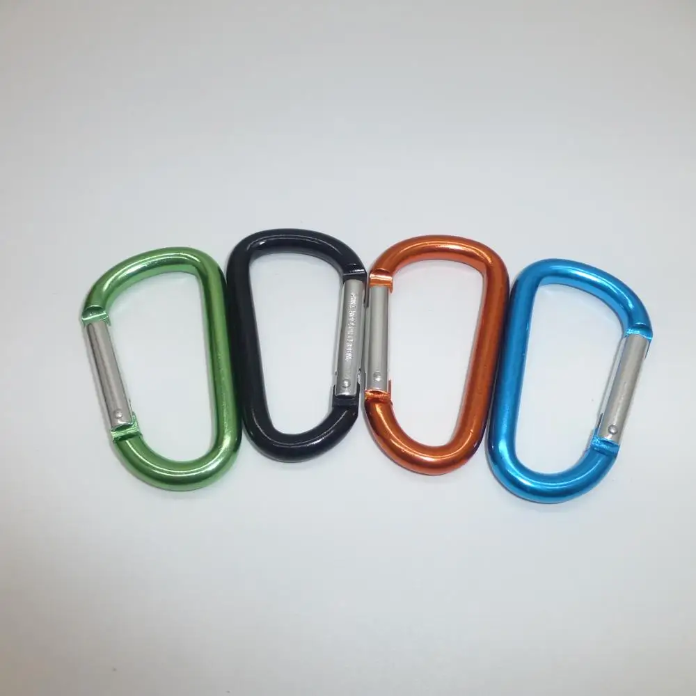 Carabiner Keychains Manufacturer Wholesale Cheap Aluminum Decoration Custom Logo Opp Bag D-shaped Metal Carabiner All Anodized