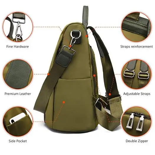 
Women Backpack Purse Waterproof Nylon Schoolbags Anti-theft Rucksack Shoulder Bags 