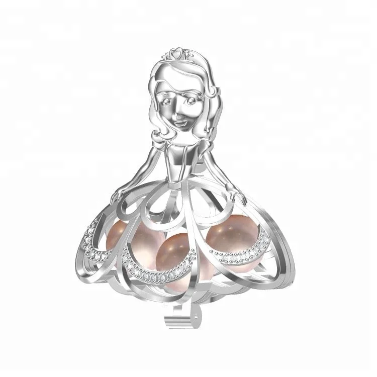 beauty pearl cage pendant sofia 925 sterling silver cartoon doll jewelry princess charm pearl cage necklace gift for girlfriend