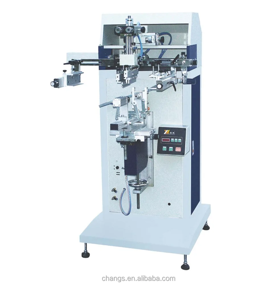 small digital cylindrical silk screen printing machine for plastic and glass bottles/bucket/cup/round bar/tank