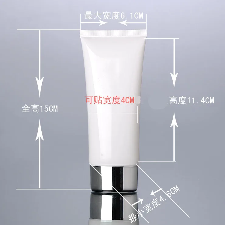 50ML 100ML EMPTY COSMETIC PLASTIC TUBE PACKAGING FOR CLEANSING CREAM FILLING WITH SILVER CAP