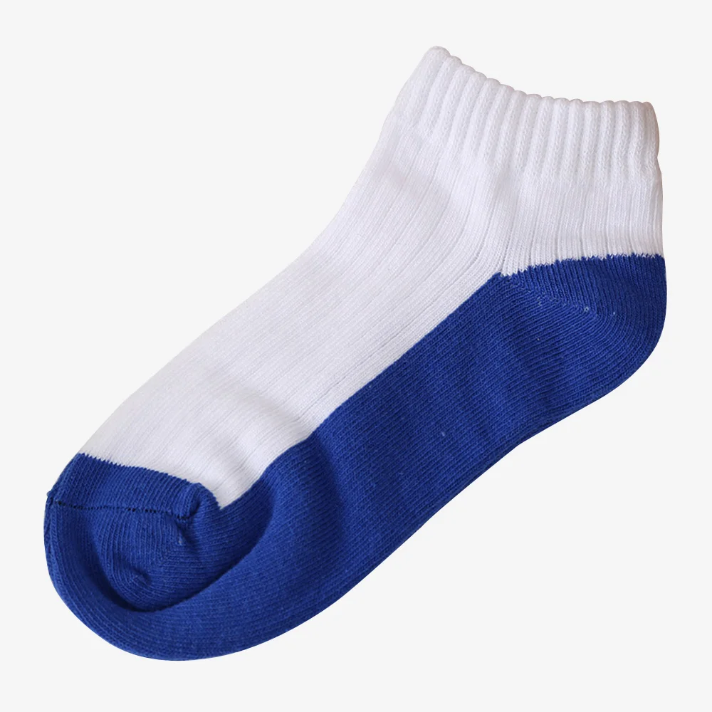 Custom Black Sole White Short Sport Socks for School Children