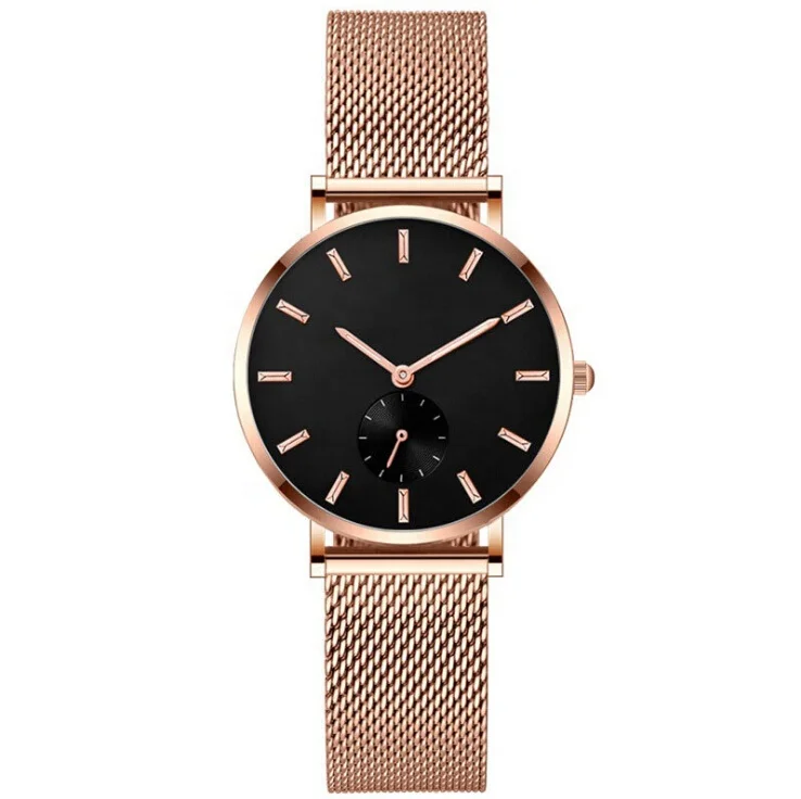 Customized brand stainless steel quartz wrist watch waterproof , IP plating steel waterproof wristwatch