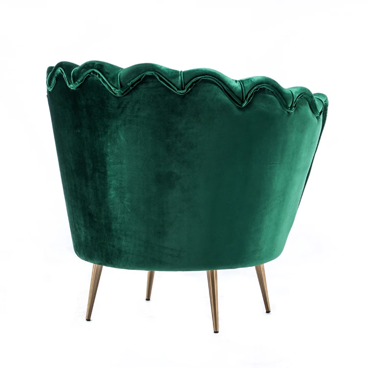 Green big size round armchair accent chair, comfortable soft sofa, home furniture