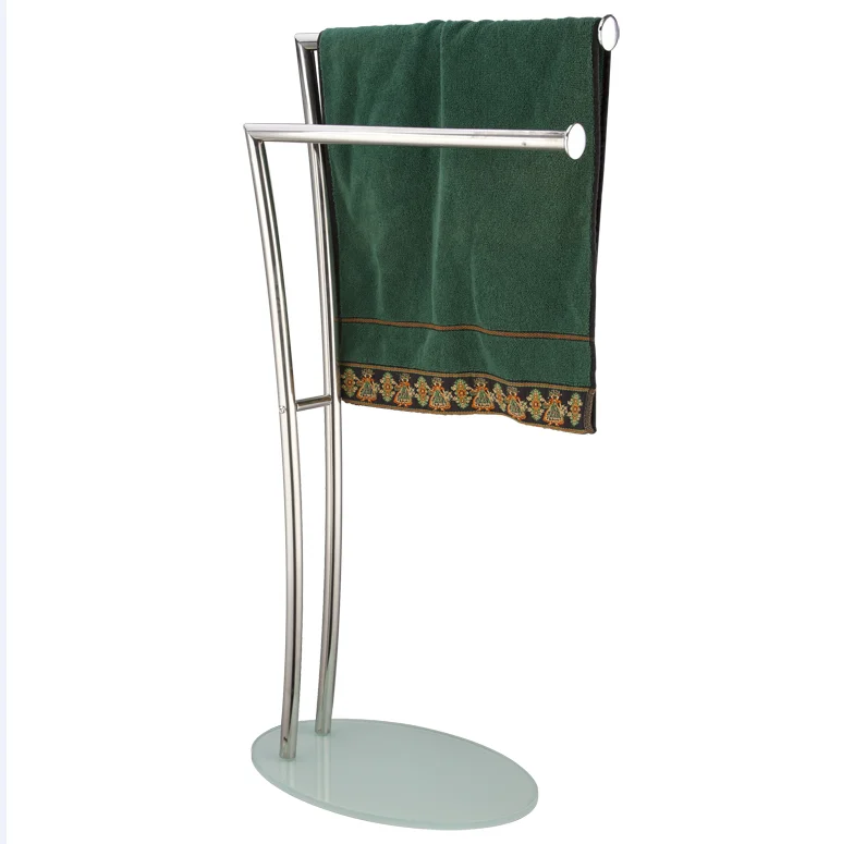 
New Design Floor Standing Stainless Steel Double Pole Towel Rack 