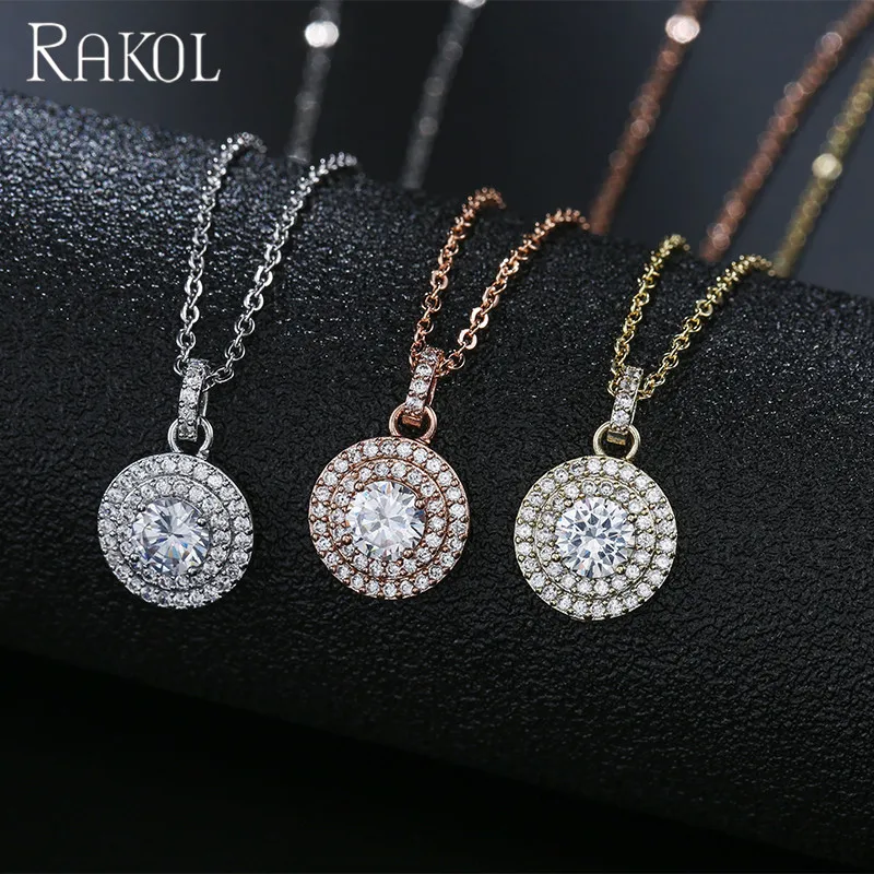 RAKOL NP2084 fashion jewelry 2021 zircon necklace accessories jewelry
