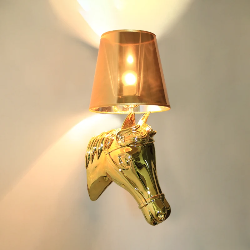 Designer Indoor Resin Sconce Modern Horse Head Wall Lamp For Living Room