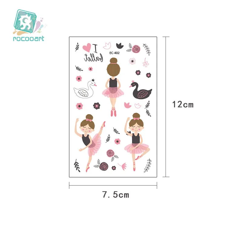 Waterproof Cartoon Temporary Tattoos Sticker With Ballet Dance Girls Pattern Tattoo Design For Girls Children