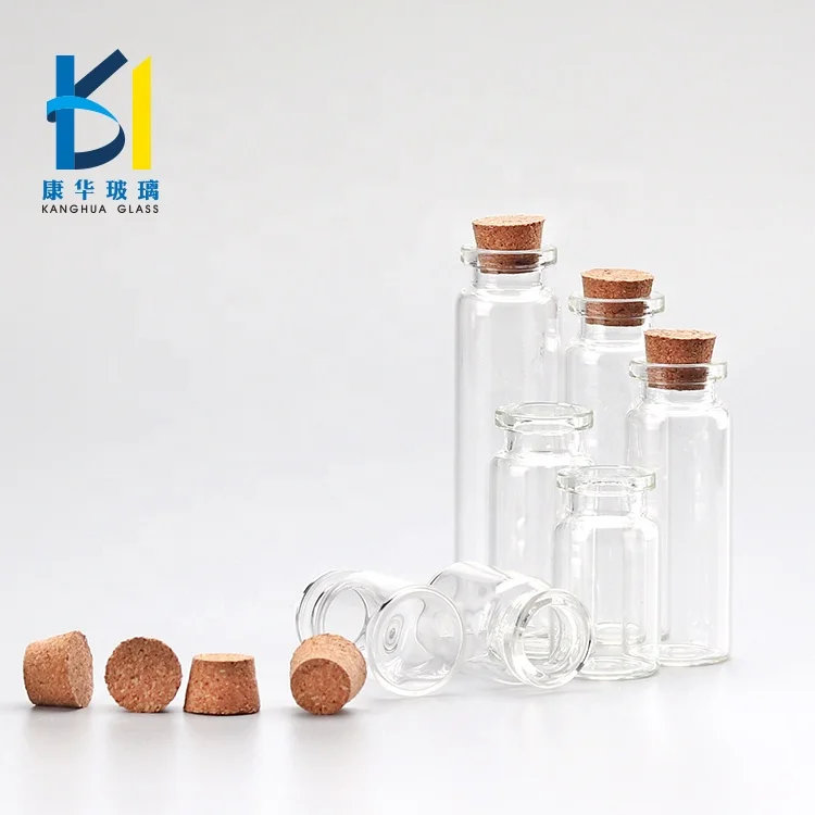 Glass Tube Bottle Cork 5ml 10ml 15ml Glass Bottle Cork 20ml Glass Cork Bottle Small