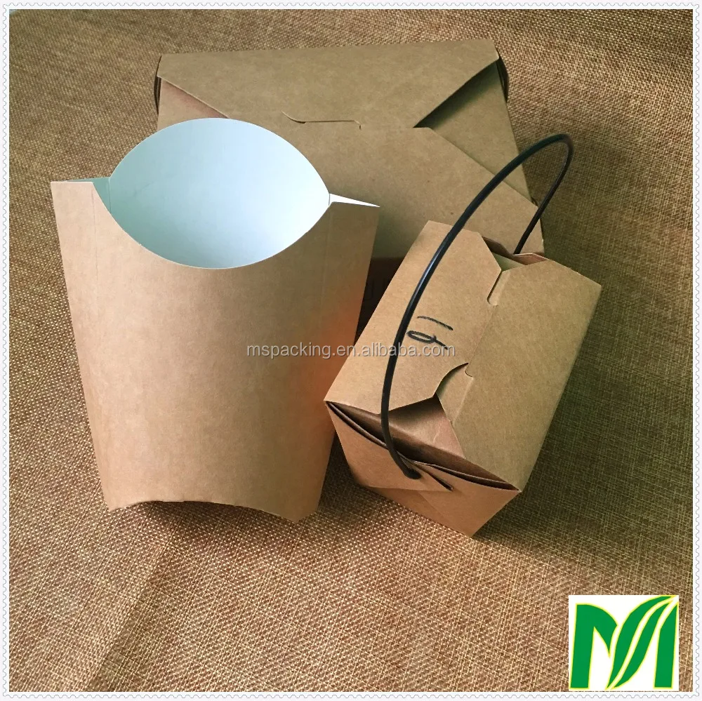 Food Grade Custom Take Away Disposable Folding Kraft  Chips Bag Paper French Fries Box