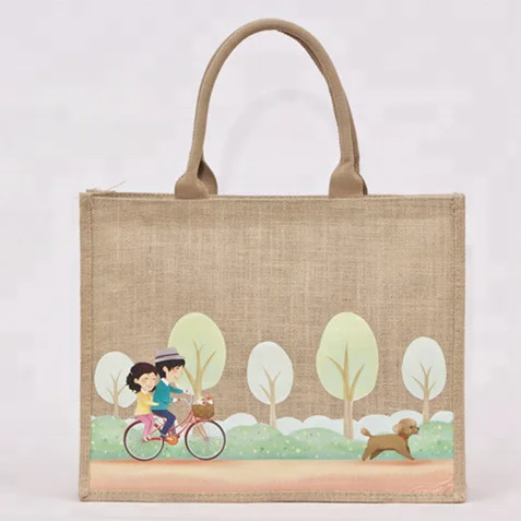 Wholesale Custom Printing Logo Natural Gunny Eco Friendly Jute Tote Bag Eco Friendly Jute Bag OEM Customized printing Jute bag