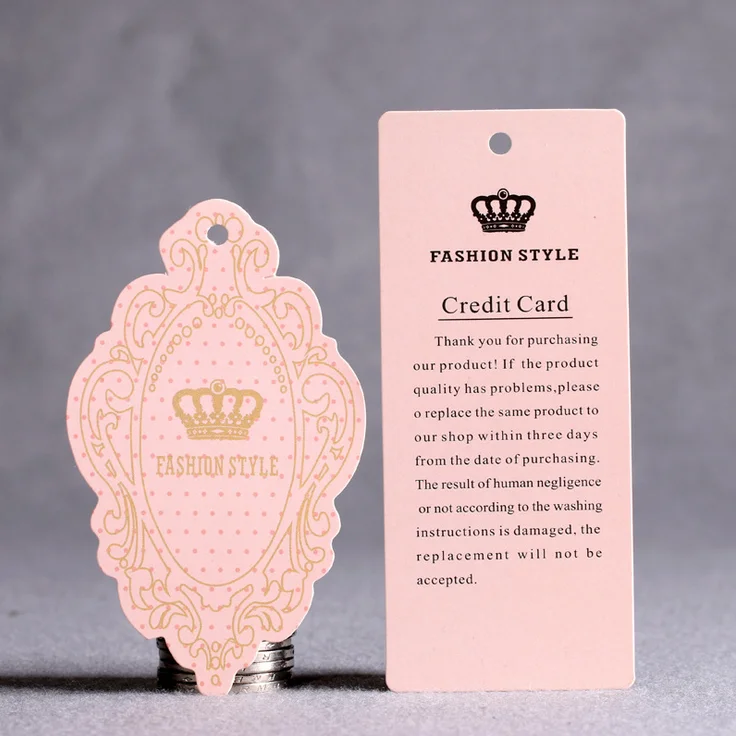 Custom logo Printing types of clothing security product Paper Header Cards Hang jewelry garment label gift swing hair Tags