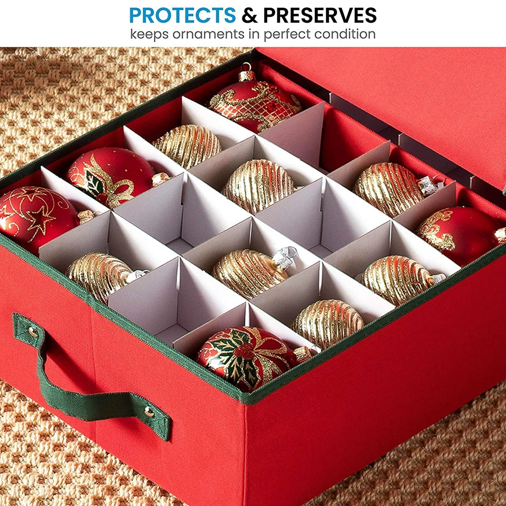 
Underbed Christmas Ornament Storage Box With Lide And Holiday Accessories Storage Container with 64 Dividers 