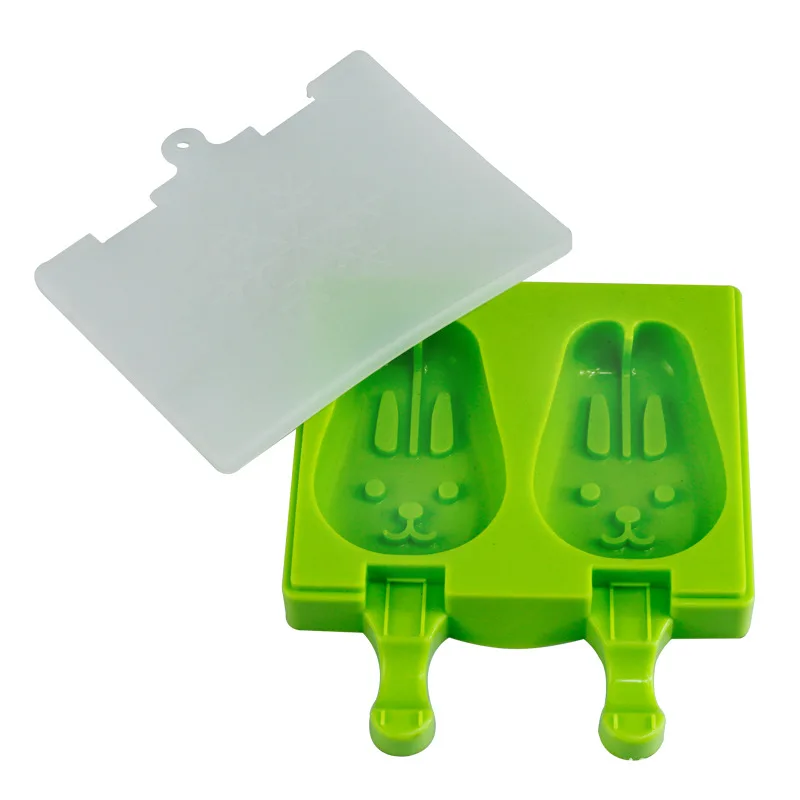 
Wholesale OEM Manufacturer Rabbit Ice Cream Cartoon Silicone Popsicle Mould Children Creative Ice Lattice 