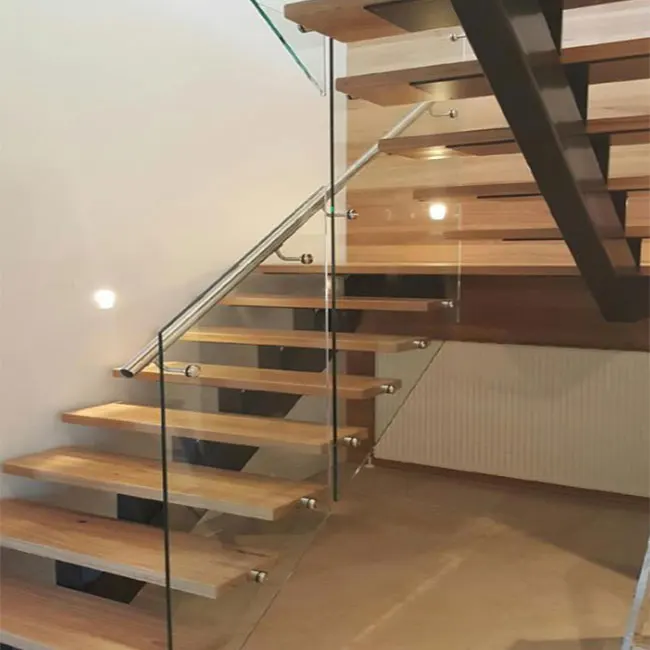 
American stair design single stringer steel wood stair/mono stringer wood staircase 