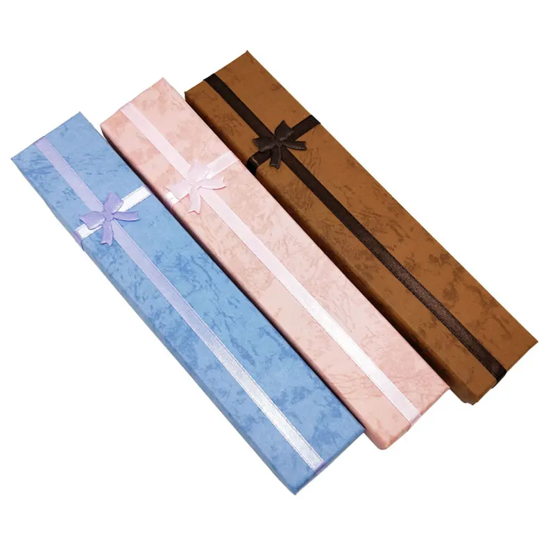 High quality Custom logo Cardboard jewelry box packaging necklace handmade colorful paper long necklace gift box with foam