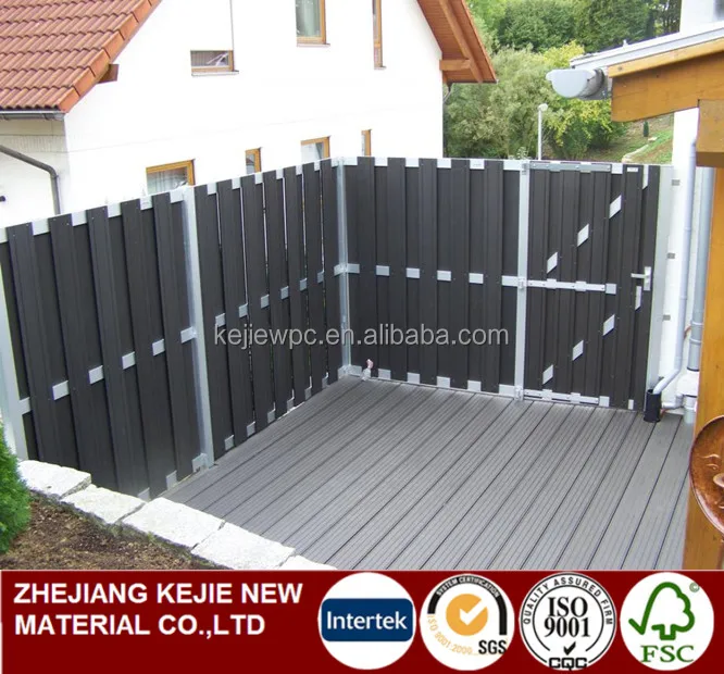 Aluminium Frame Wood Plastic Composite Fence Garden Private Fencing WPC