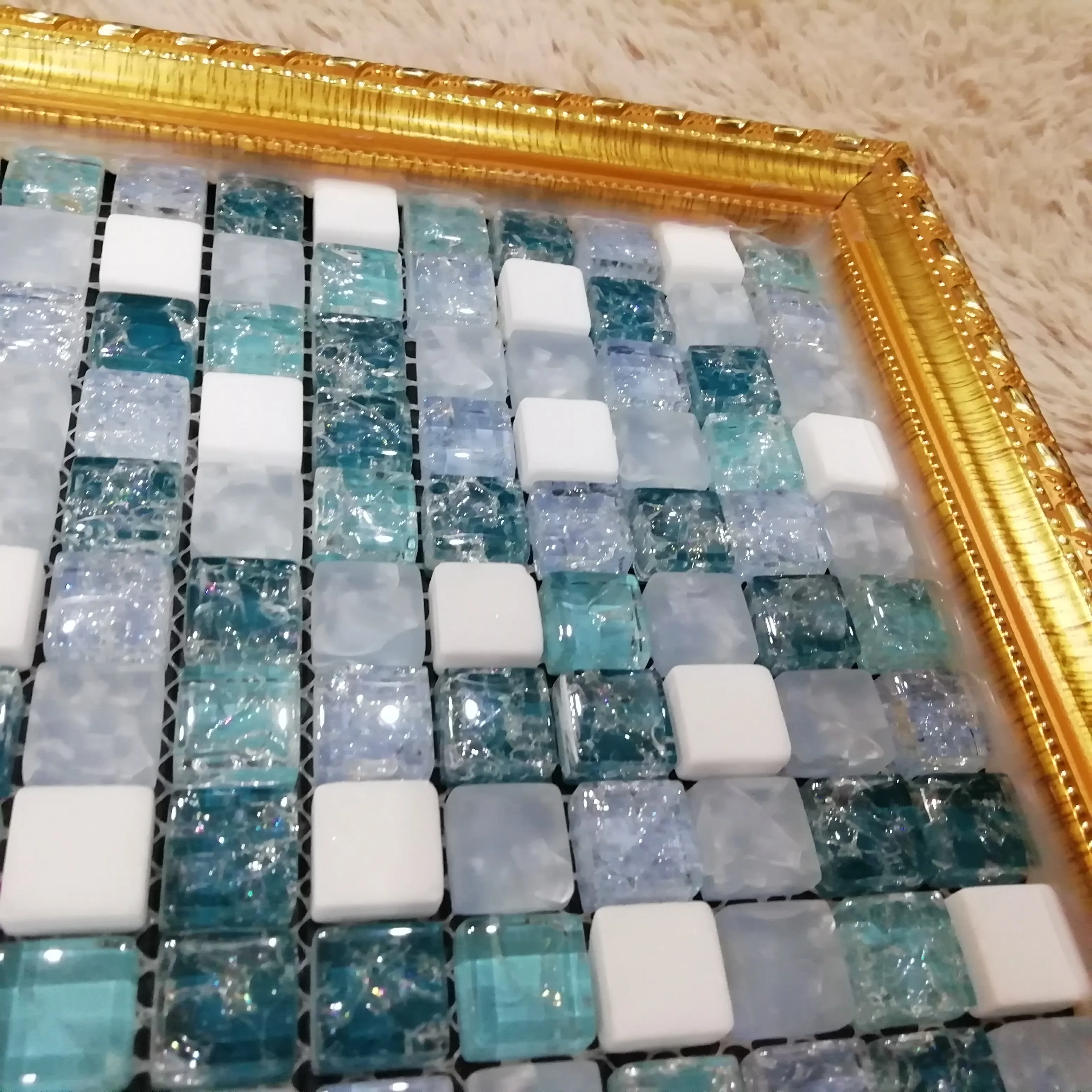 
Colors mixed white glass stone mosaic tile for interior finish 