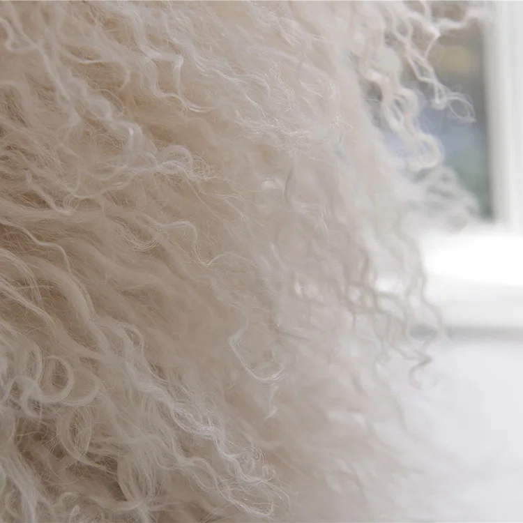 Decorative Real Mongolian lamb Sheepskin fur Cushion cover