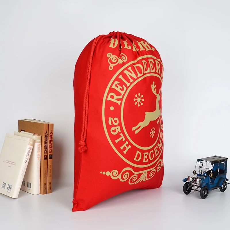 Santa bag Christmas Gifts 100% Cotton personalized santa sacks Christmas fabric bags