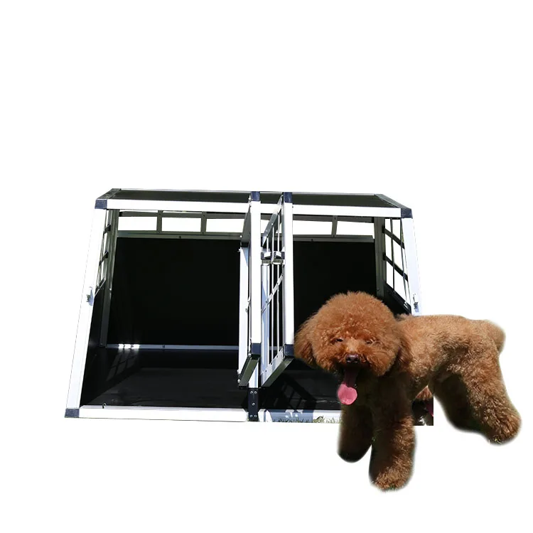 Doors Crate Pet Carriers Houses Transport Car Travel Metal Small Aluminum Double Dog Cage