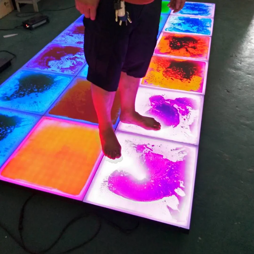 China factory portable rechargeable pressure sensitive color changing illuminated liquid wireless led dance floor
