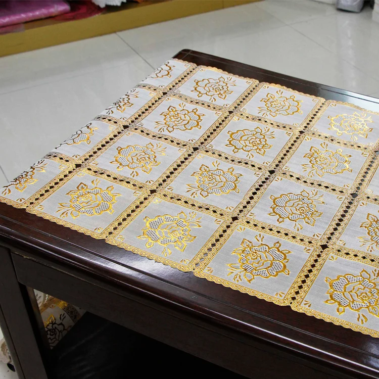 50cm* 20m Golden/Silver coated PVC/Vinyl fine long lace table cloth