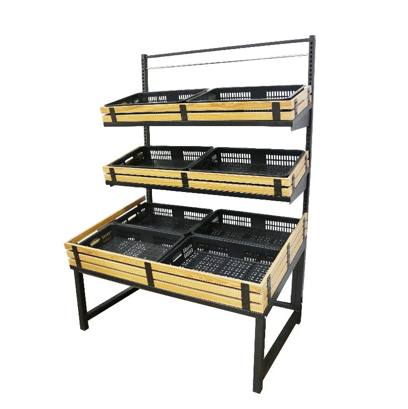 Retail Food Display Beauty retail light duty 2 layers vegetable and fruit display shelves