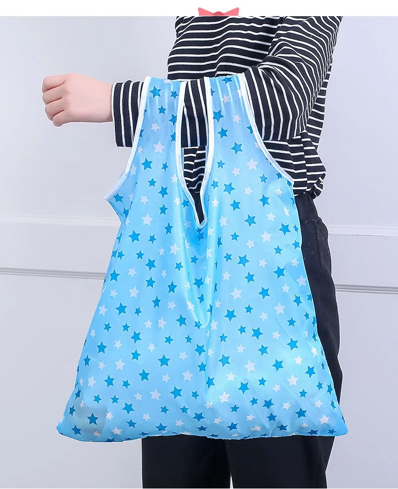 Promotion Custom Eco Friendly Recycle 210D Polyester Foldable Reusable Grocery Supermarket Shopping Bags