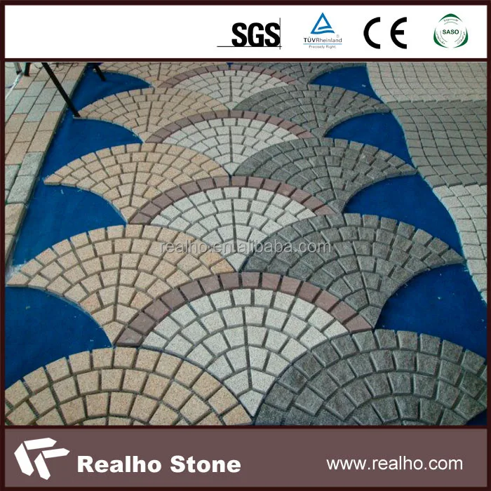 Fan shaped multic color granite cube/cobblestone/Paving stone