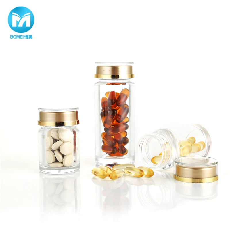 Acrylic Pill Bottle Plastic Canister Pill Container Medical Capsule Empty Bottle Pharmaceutical