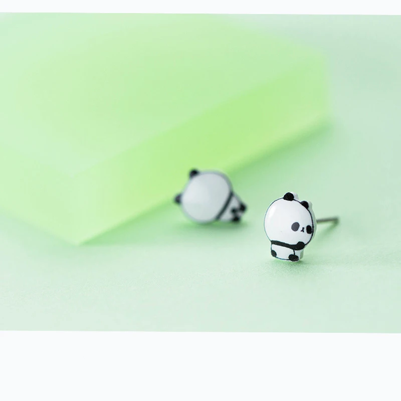 925 Sterling Silver Earring Fashion Chic Beautiful Panda Stud Earring Fine Jewelry for Female
