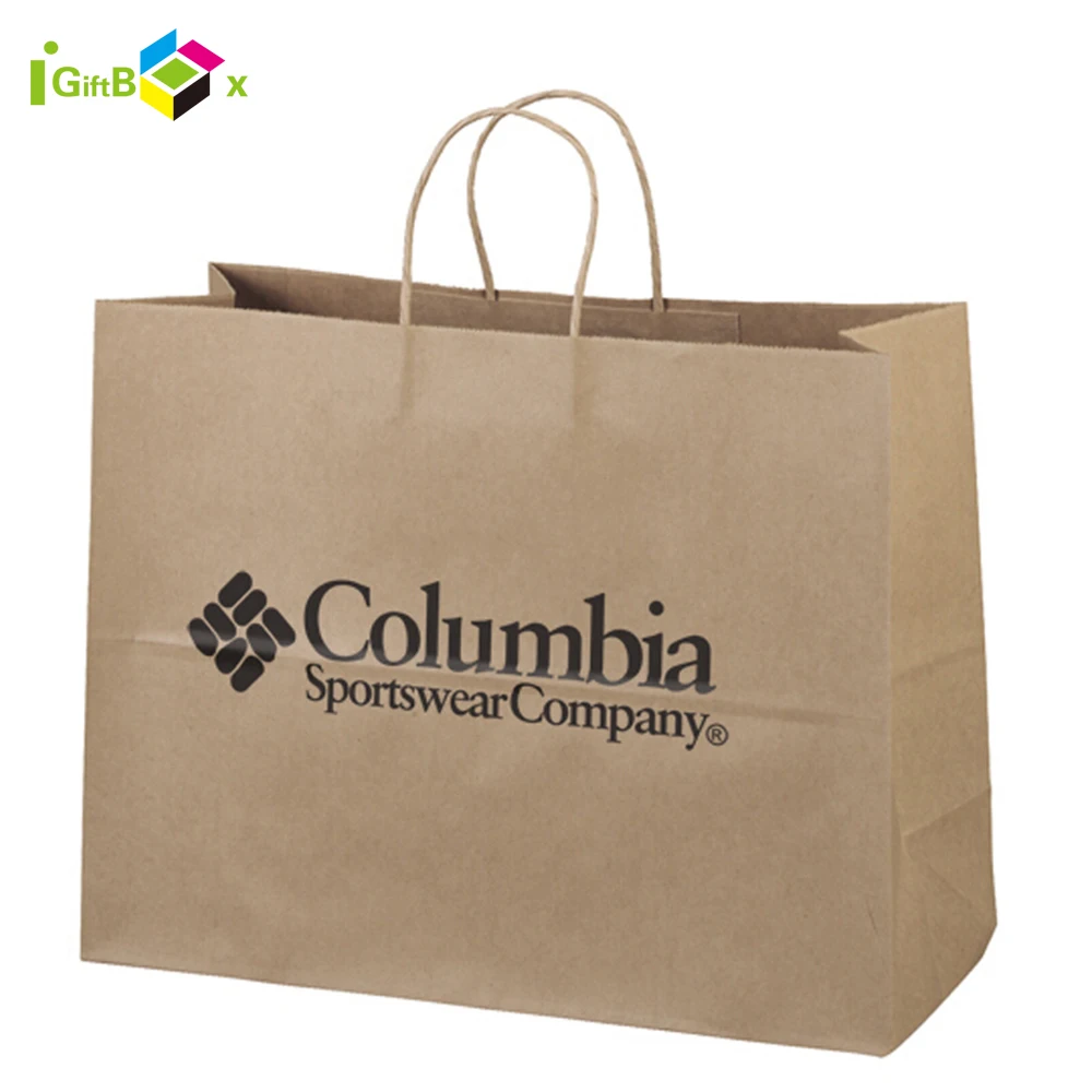 Customized Design Recycled Brown Kraft Paper Bag, Printed Shopping Craft Paper Bag With Handle For Gifts Packaging