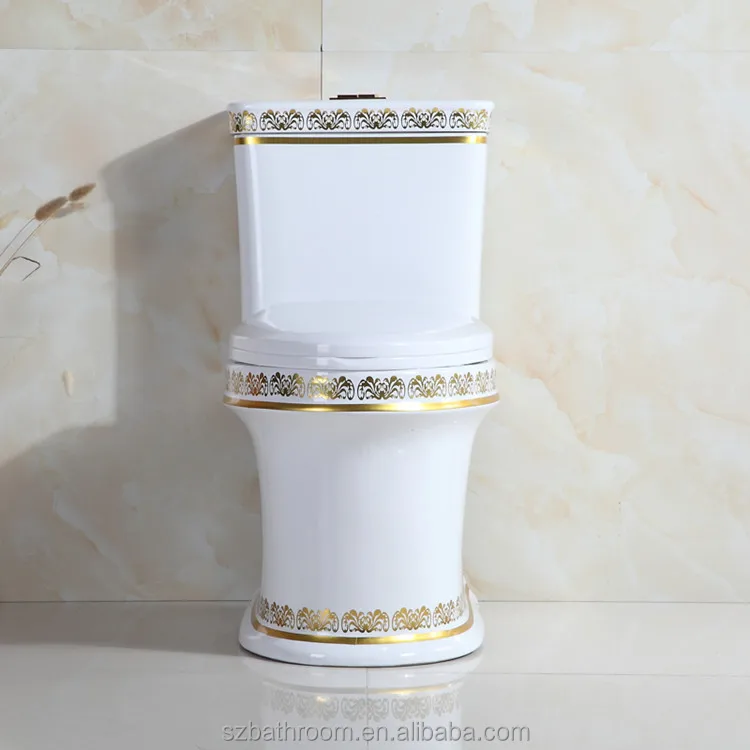 European Style Beautiful High Grade Luxury Gold Color Toilet Commode