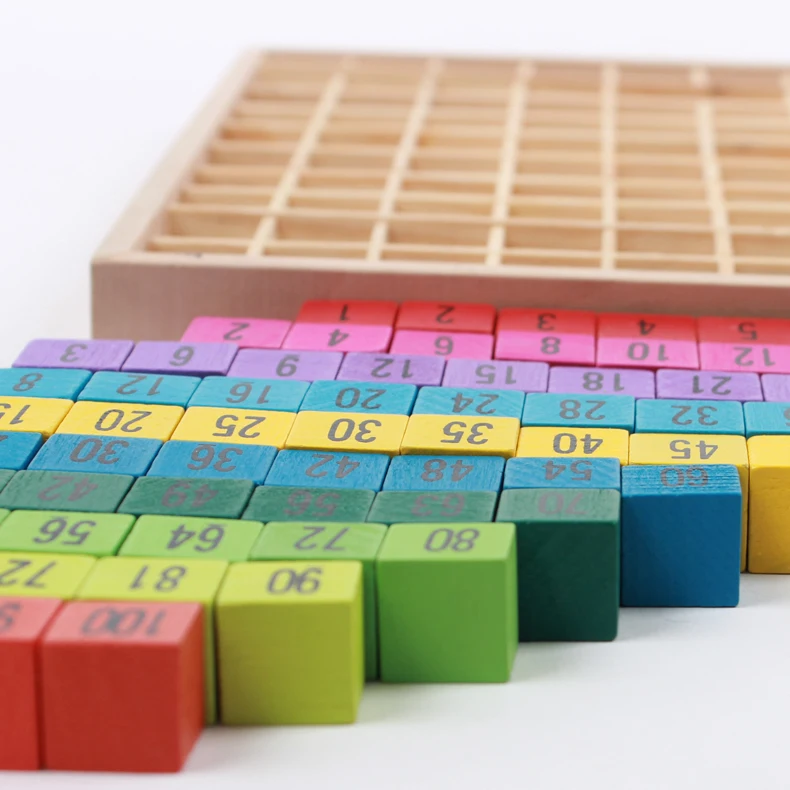 Kids wooden math educational toys calculating board multiplication table blocks
